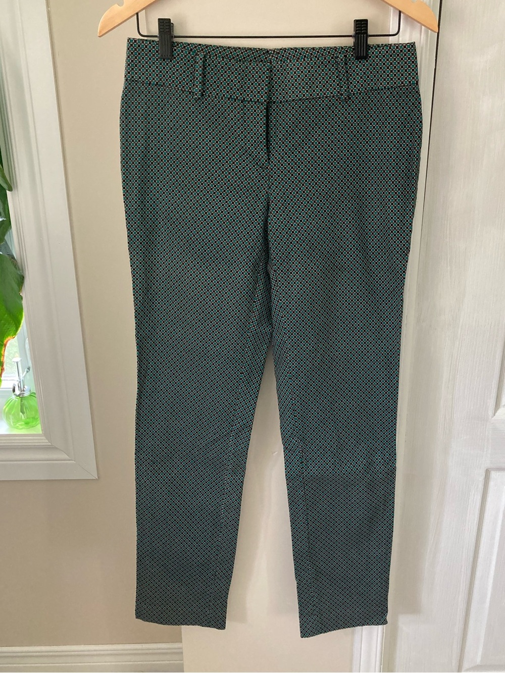 Patterned Slim Dress Pants - Teal/Black